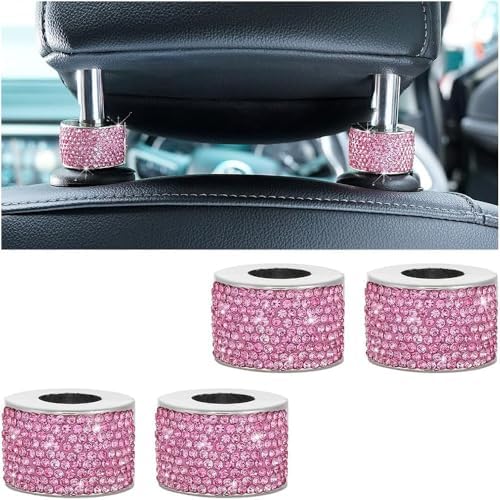 4PCS Crystal Rhinestone Bling Car Headrest Collars, Automotive Magnetic by MINGZAIQIPEI