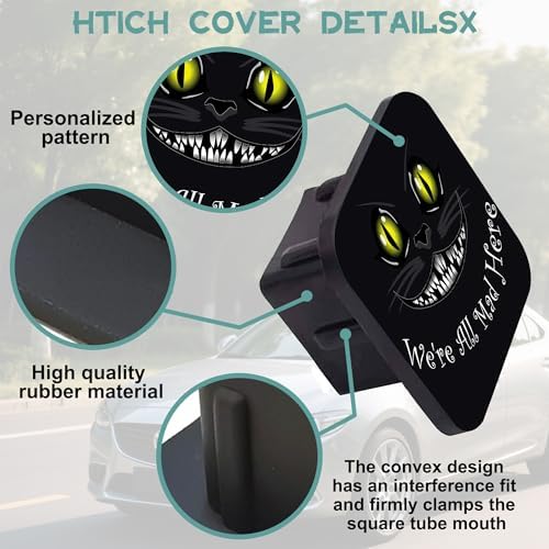 Trailer Hitch Cover, We're All Mad Here Evil Cat - Image 4