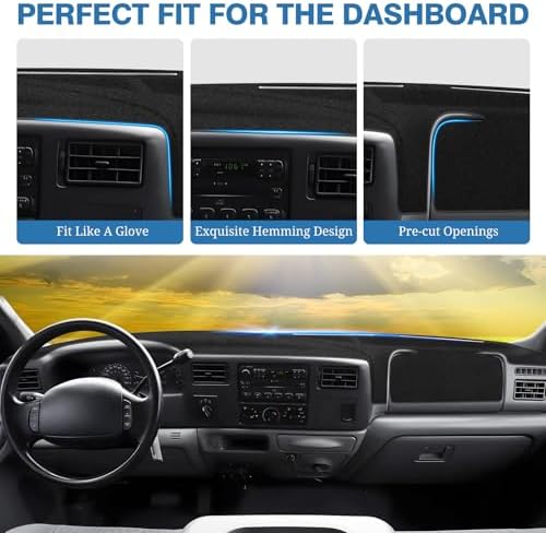 FIILINES Dash Cover for 1999-2004 Ford F250 F350 F450 Super Duty, Dashboard Mat - Image 4