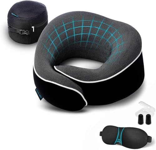 Proglobe Airplane Pillow, Orthopedic Memory Foam Travel Neck Pillow by ProGlobe