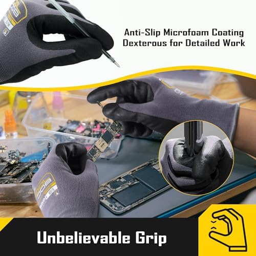 COOLJOB 3/12/36 Pairs Safety Work Gloves, Microfoam Nitrile Rubber Coated - Image 4