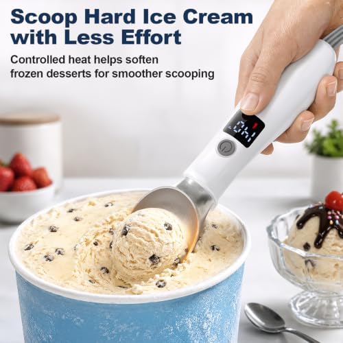 GVODE Heated Ice Cream Scoop, Rechargeable Electric Scooper, LED Display - Image 2