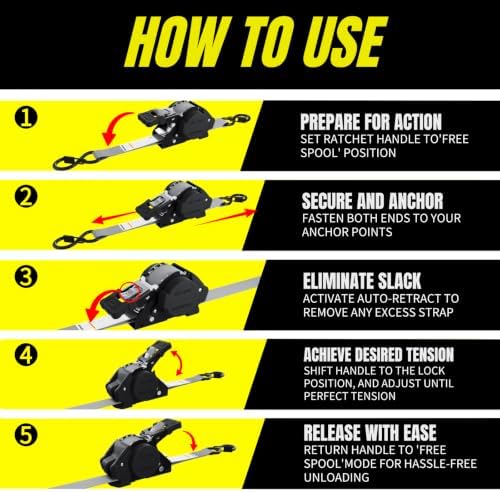 Retractable Ratchet Straps, Motorcycle, Pickup Truck - Image 5