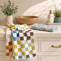 Homaxy Large Waffle Weave Kitchen Towels 2 Pack, Geo Check by Homaxy