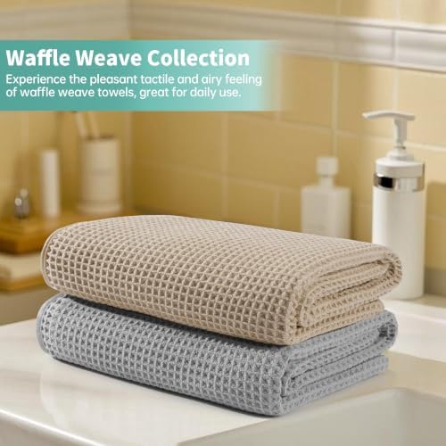 Microfiber Waffle Bath Towels, 4 Pieces, Fast Drying, Lint Free 430 GSM - Image 6