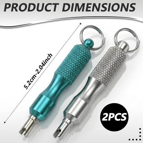2 PCS Valve Core Removal Tool Keychain, Stainless Steel Tire Valve Stem Tool - Image 2