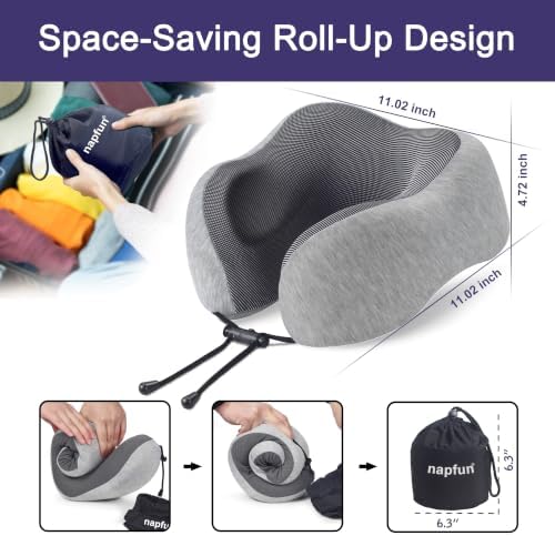 napfun Neck Pillow for Traveling, Upgraded Travel Neck Pillow for Airplane 100% - Image 2
