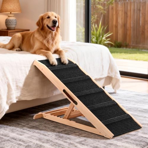 43" Foldable Dog Ramp 6-Level Adjustable Non-Slip by PiChongspace