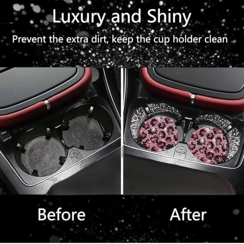 NBTEPEM 2pcs Bling Leopard Car Coasters, Non-Slip Cheetah Car Cup Holder Insert - Image 7