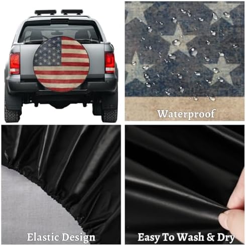 Spare Tire Cover for RV Trailer, Vintage American Flag Waterproof Sun Leather - Image 4