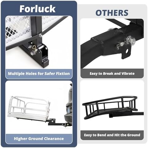 Forluck 60" x 24" x 14" Folding Hitch Mount Cargo Carrier, 500 lbs Capacity - Image 3