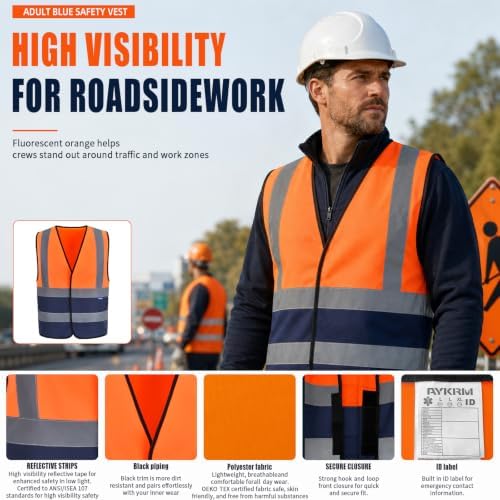 AYKRM 12 colour High visibility viz vest hi vis viz reflective work - Image 2
