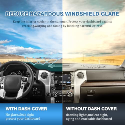 FIILINES Dash Cover for 2014-2021 Toyota Tundra, Dashboard Mat Exact Fit for - Image 6