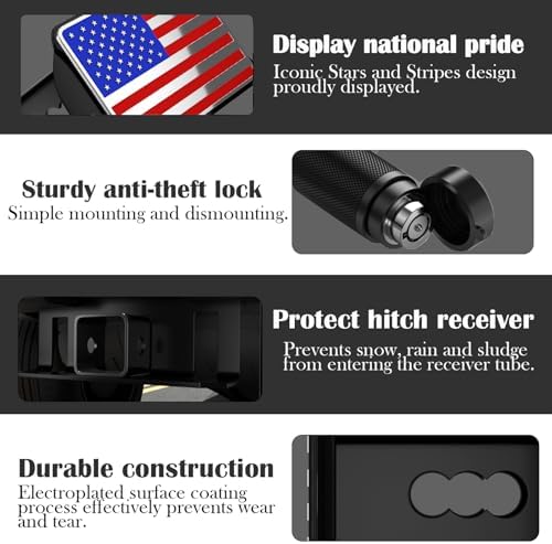 OGYE Heavy American Flag Metal Trailer Hitch Cover - Image 3