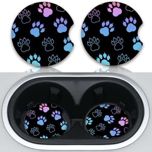 Absorbent Car Coasters for Cup Holders, 2 Pack Universal Neoprene Car Coasters by Unknown