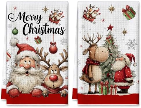 Christmas Kitchen Towels Set of 2 by CusugbasoHomeDecor