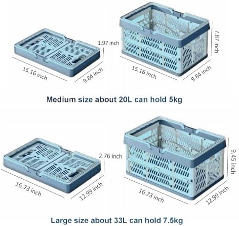 Collapsible Storage Crate with Handles, Milk Crates，33L Foldable Plastic - Image 2