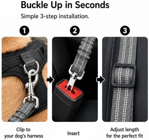 Dog Travel Tether 2Pcs, Adjustable Pet Travel Connector Strap - Image 3