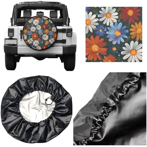 Hippie Floral Tire Covers Daisy Cute Windproof Tire Accessories - Image 3