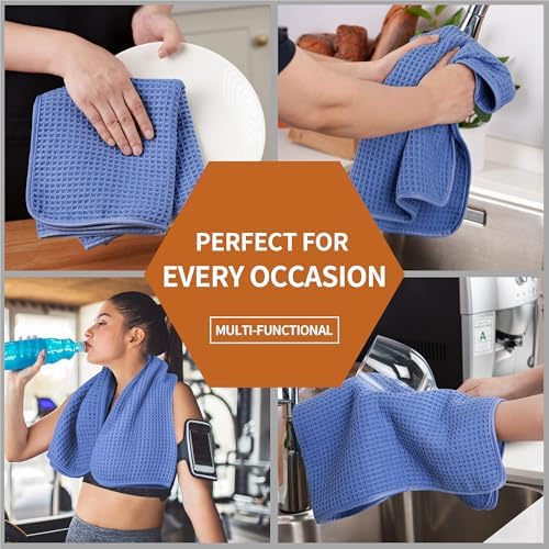 Microfiber Waffle Hand Towels, 4 Pieces, Fast Drying, Lint Free 430 GSM - Image 7