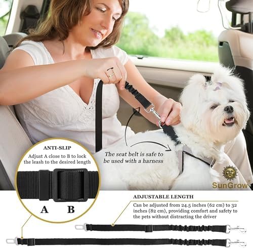SunGrow Elastic Nylon Dog Seat Belt, 24” - Image 3