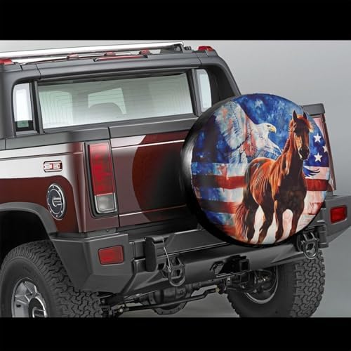 American Flag Horse Spare Tire Cover Wheel Protectors Waterproof Wheel Covers - Image 4