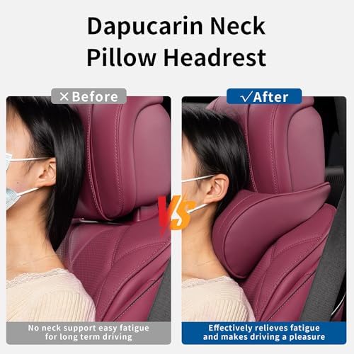 Seat Headrest Car Neck Pillow for Driving Memory Foam Red, 1 Pack - Image 6