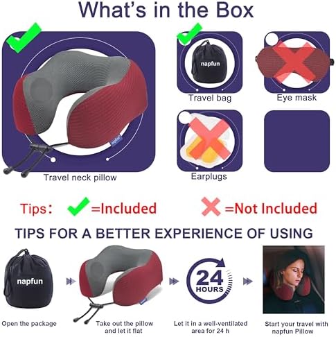 napfun Neck Pillow for Travel, Memory Foam Airplane Pillow - Image 5