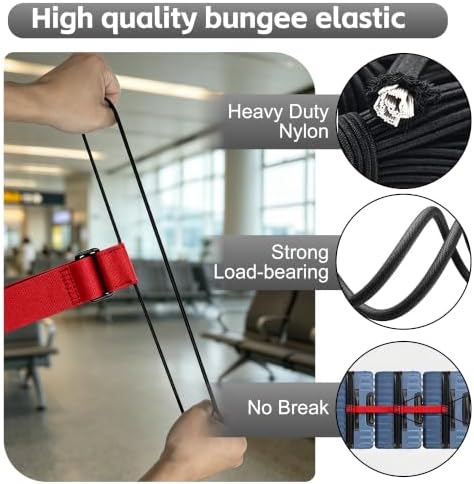 Red Luggage Bungee Strap，Extended Adjustable Luggage Connector Straps - Image 3