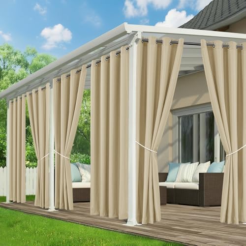 Outdoor Curtains for Patio Waterproof, 6 Drape Panels by RichSets