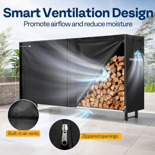 VIVOHOME 8ft Waterproof Outdoor Firewood Log Rack Cover - Image 5