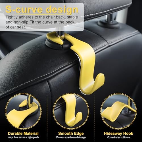 LivTee Car Seat Headrest Hook, Car Headrest Hidden Hook, 4 Pack Universal Auto - Image 2