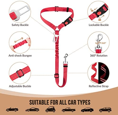 SlowTon Dog Seat Belt for Car, 2 Pack Dog Car Harness Seatbelt - Image 5