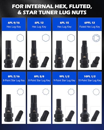 OMT 16pc Locking Lug Nut Master Key Set, SAE & Metric Wheel Lock Removal - Image 4