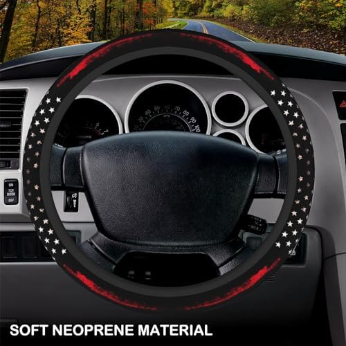 KARREAL Red Black American Flag Elastic Steering Wheel Cover - Image 3