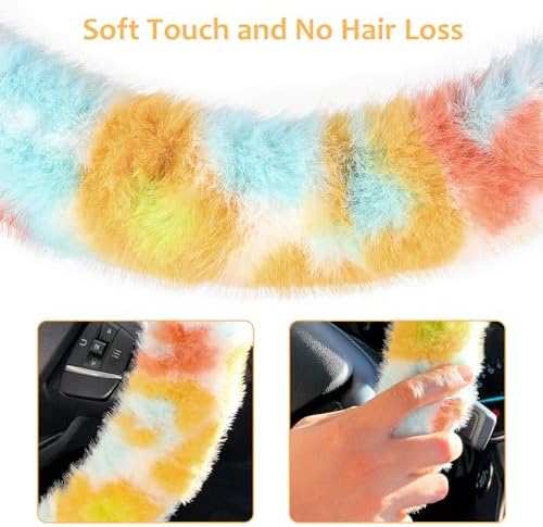 Accmor Fuzzy Car Steering Wheel Cover, Universal Fluffy Auto Wheel Cover & - Image 4