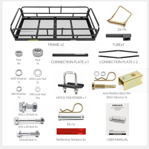 Forluck 60" x 24" x 14" Folding Hitch Mount Cargo Carrier, 500 lbs Capacity - Image 7