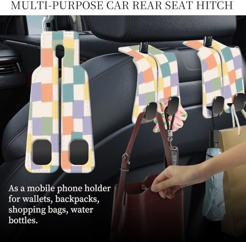 PU Leather Car Seat Hook, Storage Headrest Hanger, Cute Car Backseat Organizer - Image 3