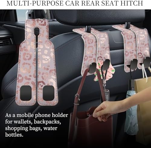 PU Leather Car Seat Hook, Storage Headrest Hanger, Cute Car Backseat Organizer - Image 2