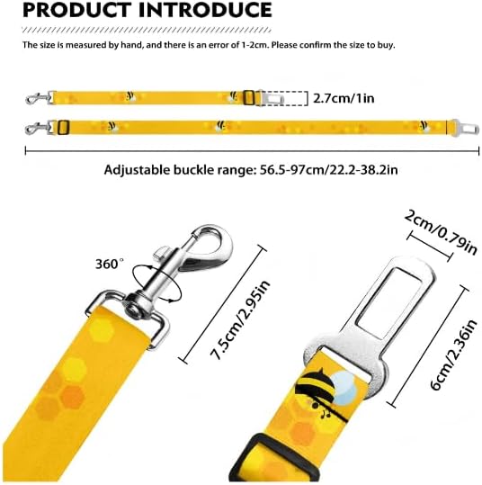 Adjustable Dog Car Seat Belt: 22.2-38.2 Inch Travel Safety Dog Car Harness - Image 6