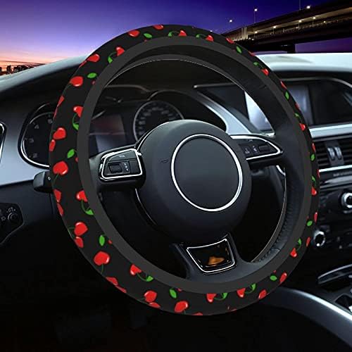 Red Hearts Cherry Steering Wheel Covers Non Slip Neoprene Steering Wheel by KUOAICY
