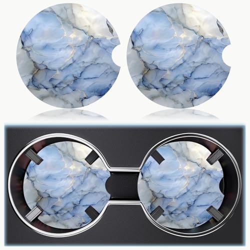 Ceramic Car Cup Holder Coasters Set of 2, 2.56 in Light Blue - Image 6