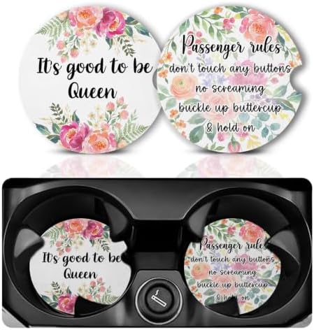 Funny Car Coasters for Cup Holder Set of 2 Passenger Rules Absorbent Ceramic by Unknown