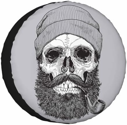 Skull Spare Tire Cover 15 inch Sailor Sea Captain Hipster Pipe Beard Skeleton by NOMEDOGYIM