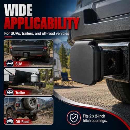 2'' Trailer Hitch Cover, Rubber Square Mouth Tow Receiver Tube Plug Protection - Image 6