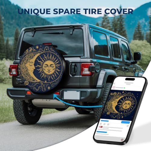 GENANY Celestial Sun Moon Thick PVC Leather Spare Tire Cover Size 17 - Image 2