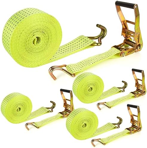 4 Pack 2 Inch Ratchet Straps Heavy Duty 20ft Tie Down Straps Ratchet by LISHINE