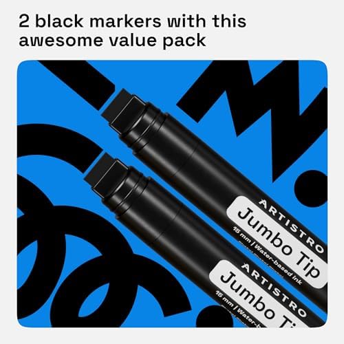 ARTISTRO Black Acrylic Paint Markers - 15mm Jumbo-Tip - Set of 2 - Image 6