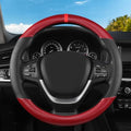 Black & Red Carbon Fiber Leather Steering Wheel Cover, 14.5-15 Inch Non-Slip by ExquisiteCarAccessories