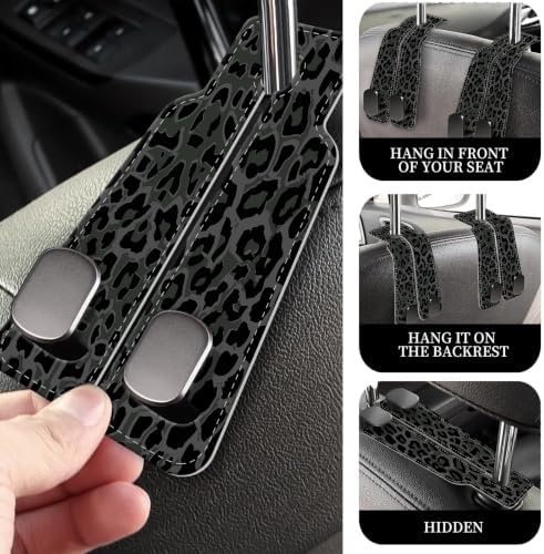 PU Leather Car Seat Hook, Storage Headrest Hanger, Cute Car Backseat Organizer - Image 2